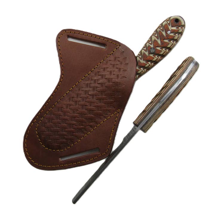 Ruddock Bros. LLC - Wholesale Pocket knife/holder - Ponderosa Utility Bull Knife - Fixed Blade - Damascus Steel4