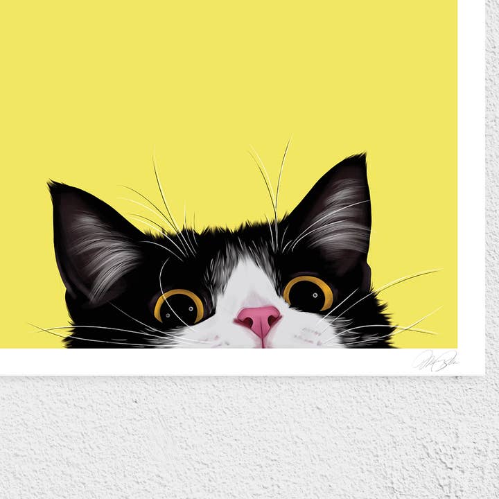 Paws-itively Intrigued Art Print for wholesale by Cat Loaf Studio