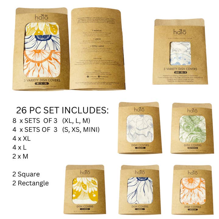 RETAIL STARTER PACK - 26 PC DISH COVER SET - EDIBLE FLOWERS for wholesale by Spaza Store