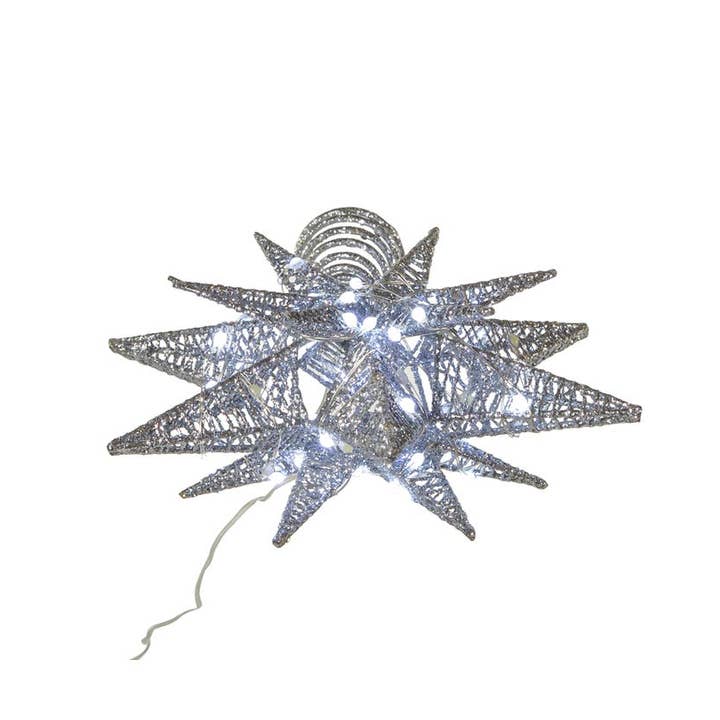 Kurt S. Adler, Inc. - Wholesale Tree Topper - 11"PRELIT LED SILVER STARBURST TREE TOPPER