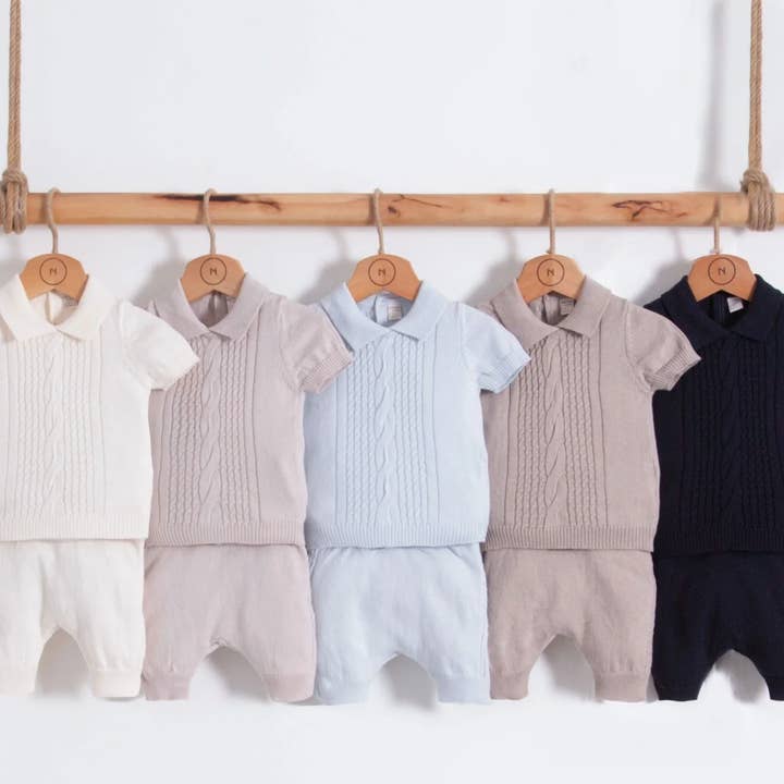 2-Piece Short Sleeve Sweater & Knitted Shorts Set 6895 for wholesale by Nipperland