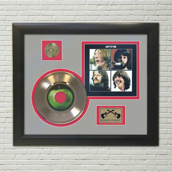 Beatles Let It Be Framed Gold 45-display voor wholesale door Gold Record Outlet