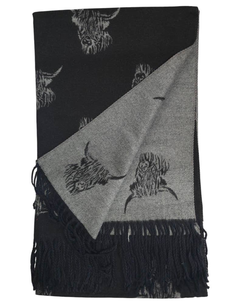 Strathurie – Engroshandel Tørklæde - Dame – Dameuldblandet tørklæde med højlandskvæg Khaki/Grå11