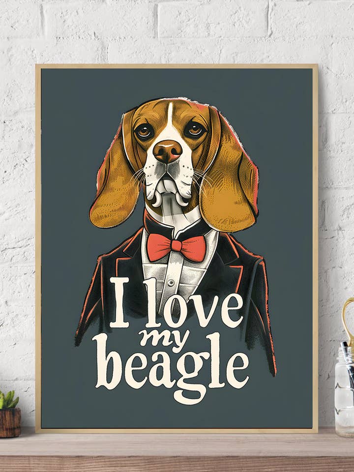 Impression murale sur toile « J'aime mon Beagle » pour la vente par Arttique - Artistry Canvas Prints