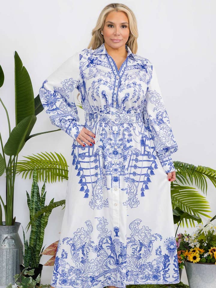 Maxi-jurk met bloemenprint voor dames in grote maten voor wholesale door Fashion Space