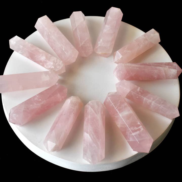 Soothing Crystals - Wholesale Spiritual Stone/Crystal - Lot of 20Pcs Rose Quartz Double Terminated Crystal Pencils