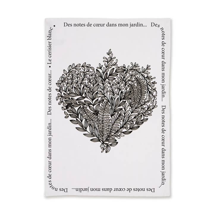 “Cœur Végétal” tea towel for wholesale by Le cerisier blanc