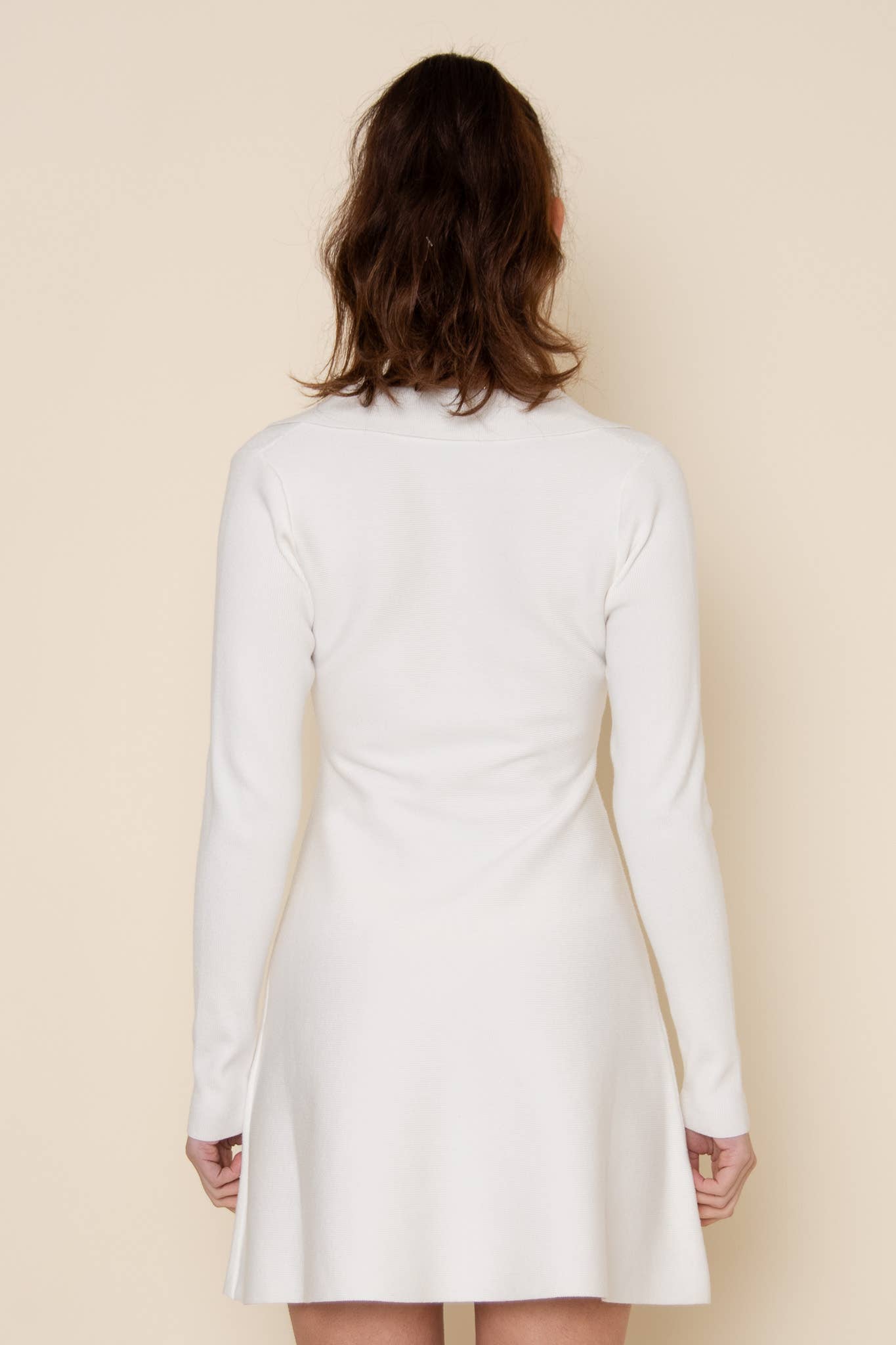 Fore Collection - Wholesale Dress - Women's - MINIMALIST V NECK LONG SLEEVE KNIT MINI DRESS-DI10363FO10