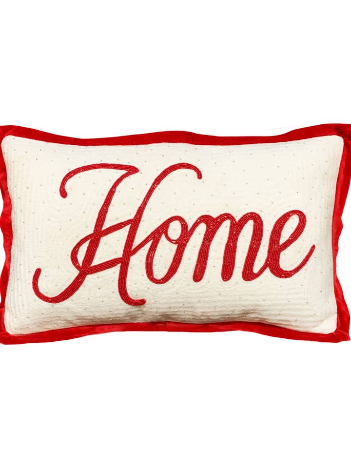 Home Borduurkussen met flens | 14" X 24" | Rood/Wit voor wholesale door Mod Lifestyles