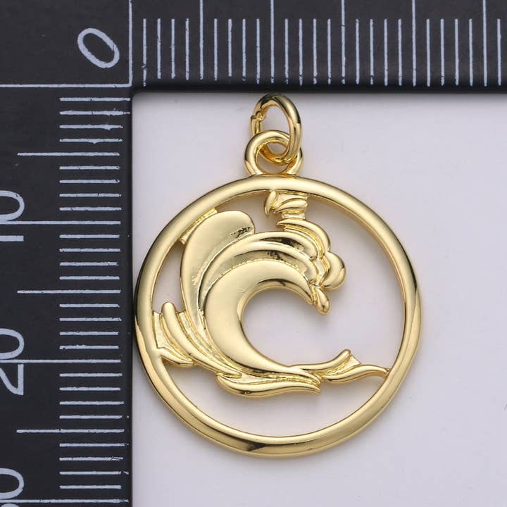 Aim Eternal - Wholesale Individual Charm/Pendant - Dainty Gold Element Charm Fire Wind Earth Ocean Wave Charm. 24K Gold Filled Charm for Bracelet Necklace Earring Supply D-915 D-923 - D-9256