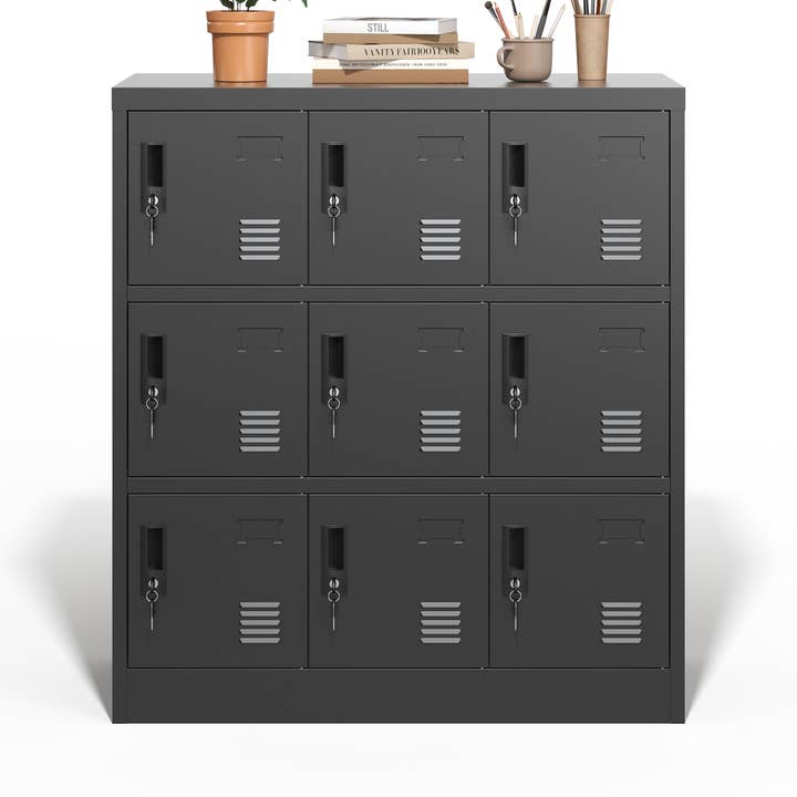 Armoire de rangement en acier verrouillable à 9 portes - Noir pour la vente par 39F Inc.