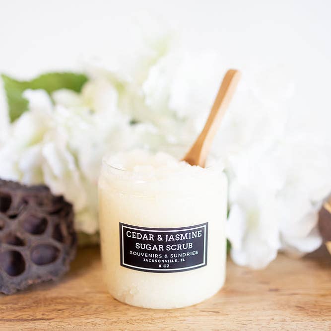Cedar & Jasmine Sugar Scrub for wholesale by Souvenirs & Sundries