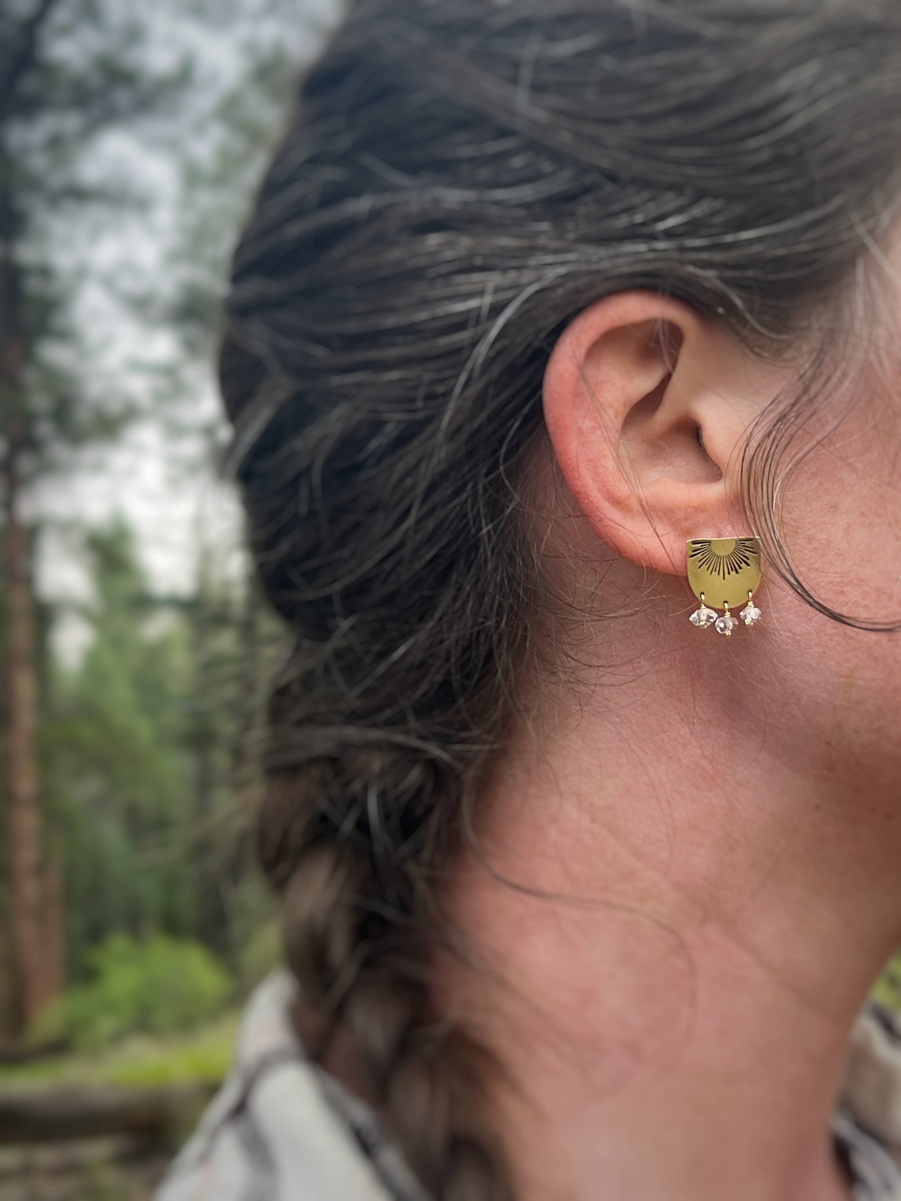 Sojourn Well - Wholesale Dangle Earrings - Quartz Crystal Sunrise Studs1