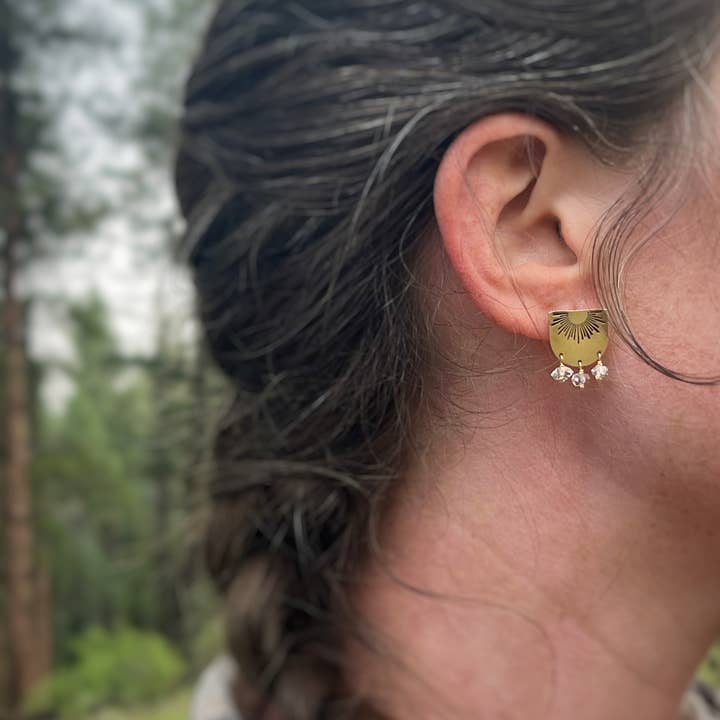 Sojourn Well - Wholesale Dangle Earrings - Quartz Crystal Sunrise Studs1