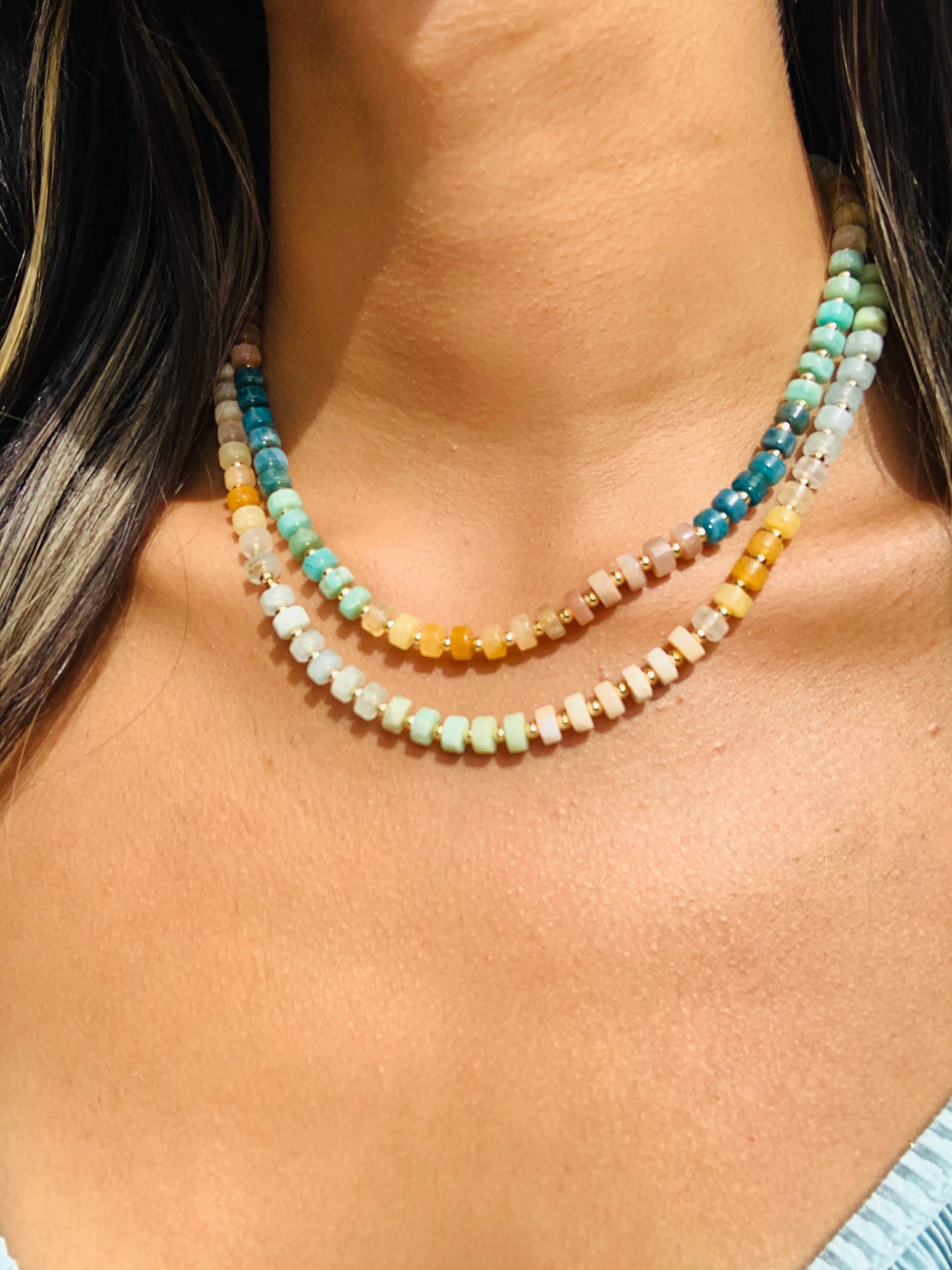 Mali Beads - Vendita all'ingrosso Collane di perline/perle - Collana con Perline di Pietre Preziose a Gradiente Ombre – Gioielli Stratificati Colorati per Donne4