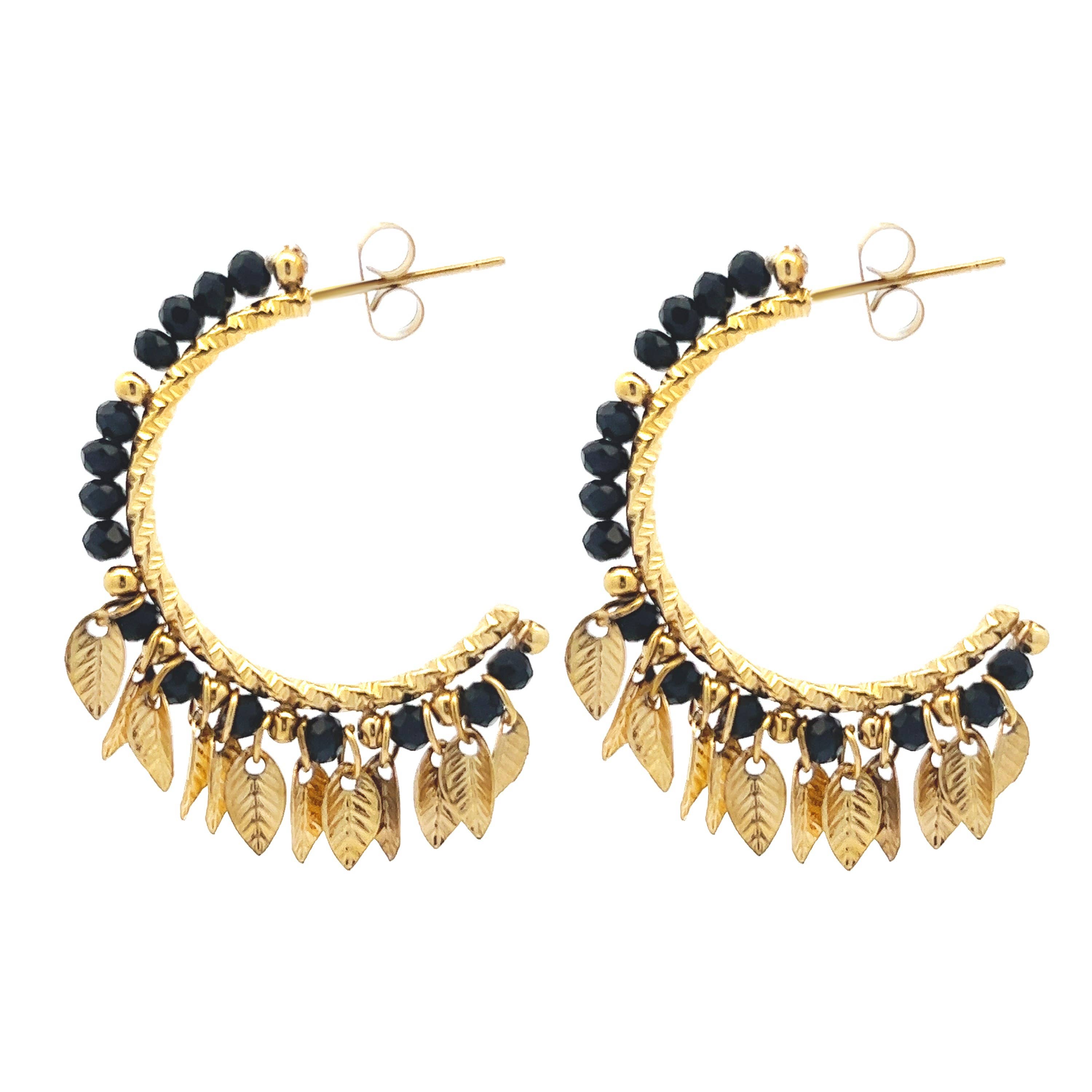 AMORINO SRL - Wholesale Hoop Earrings - Leaves Crystal Earring - NK22111D2003