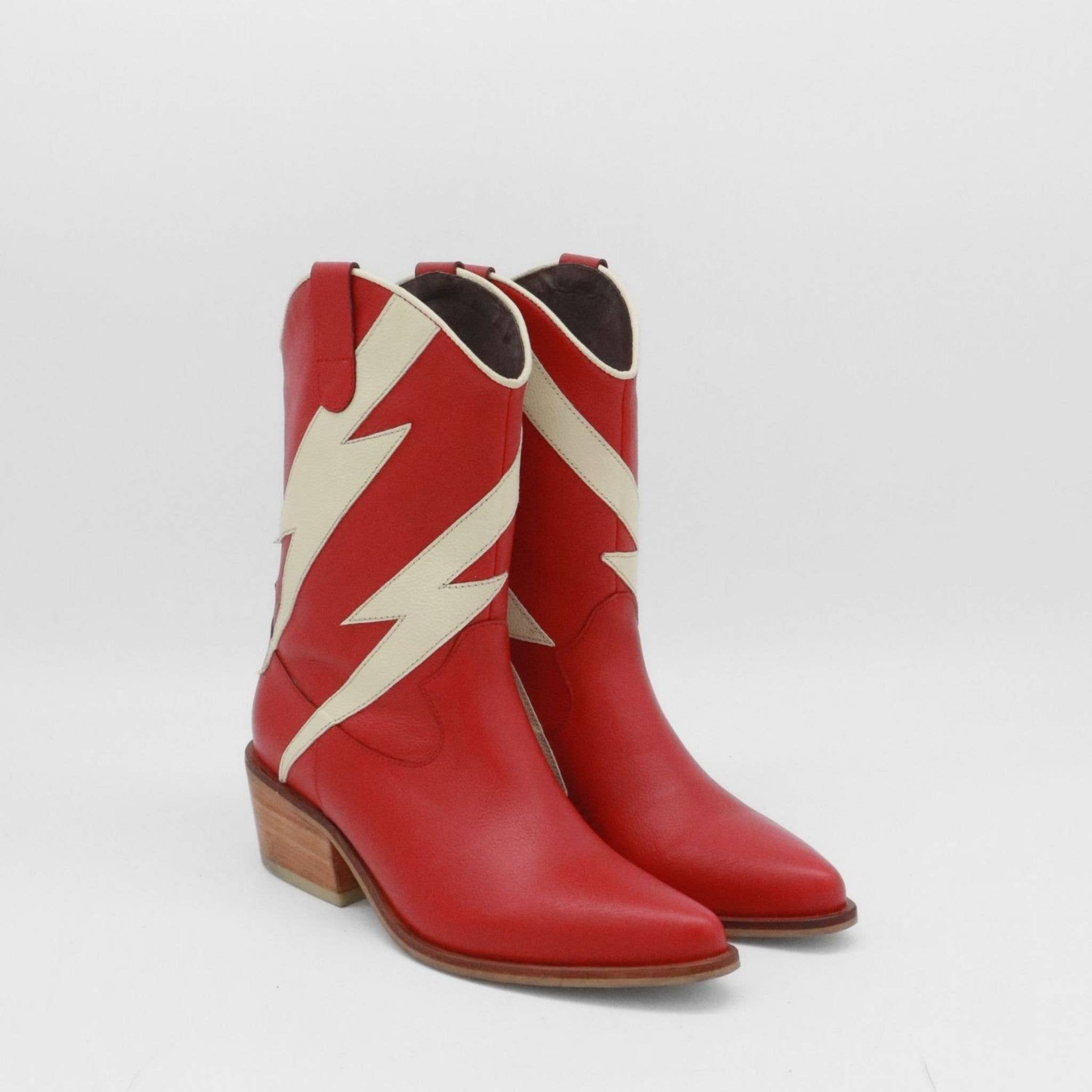 Idol Western Cowboy Women's Boots in Red Leather for wholesale on Faire5