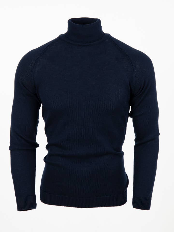 Mænds sort langærmet skildpadde hals SS9501-SORT for engroshandel hos Suslo Couture