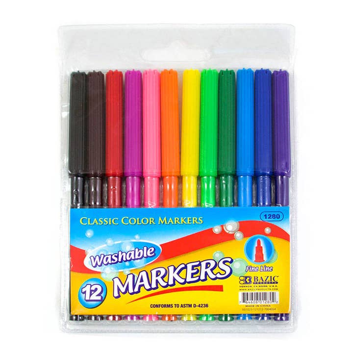 12 klassieke kleuren fijne lijn wasbare markers voor wholesale door Luna Office Supply - Everyday Essential