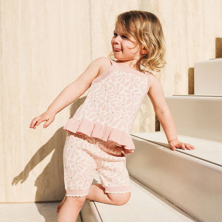 Jacquard Knit Scallop Bike Short - Hibiscus for wholesale on Faire2