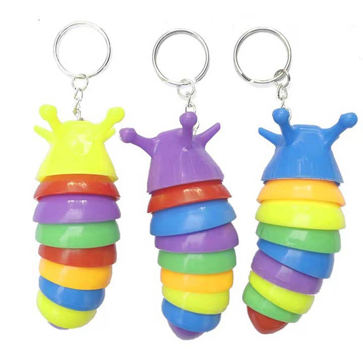 PR GROUPS LLC – Engroshandel Nøglering - Børn – Farverig Snegle Fidget Nøglering - Assorterede