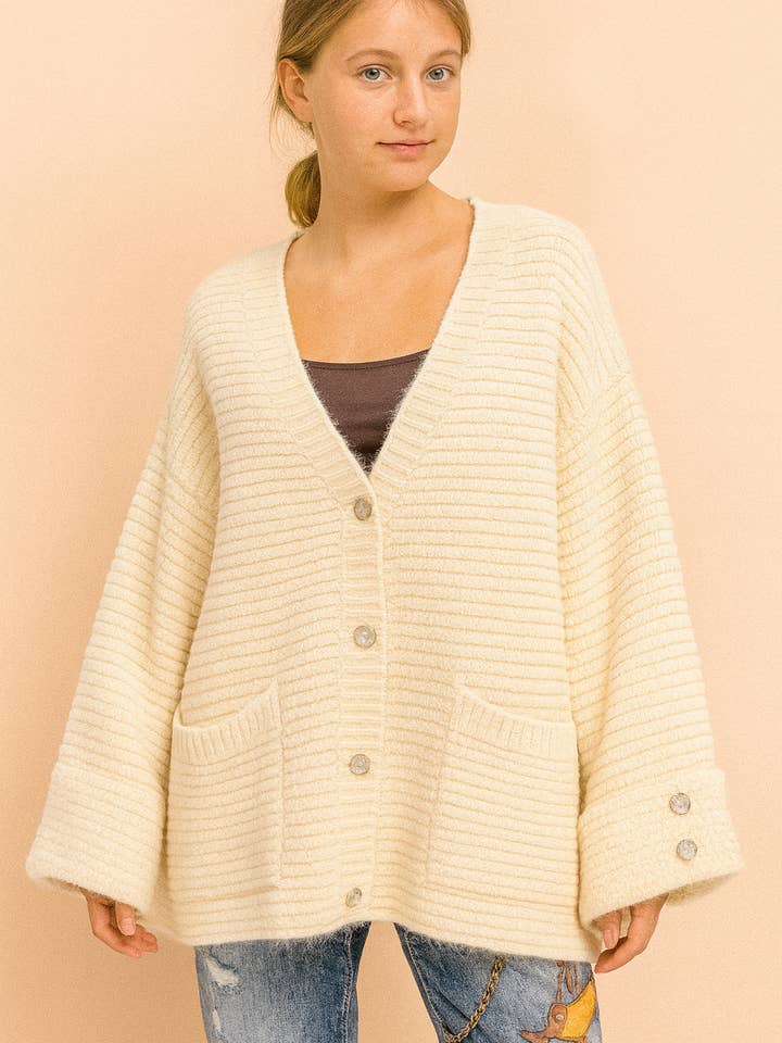 AP143 Oversized Ribbed Knit Cardigan – Comfort & Style for wholesale by Afinity