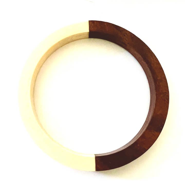 Erik & Mike - Wholesale Bangle Bracelet - Ivory resin and wood bangle 5/16" wide1