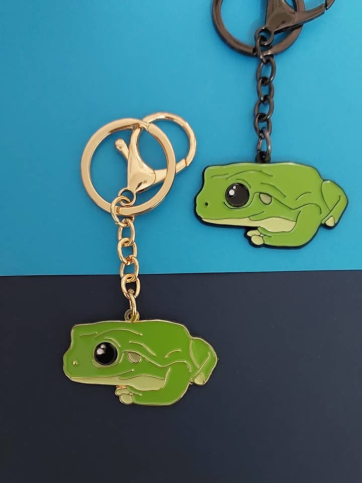 Grøn træ frøen emalje nøglering/taske charme for engroshandel hos Patch Press