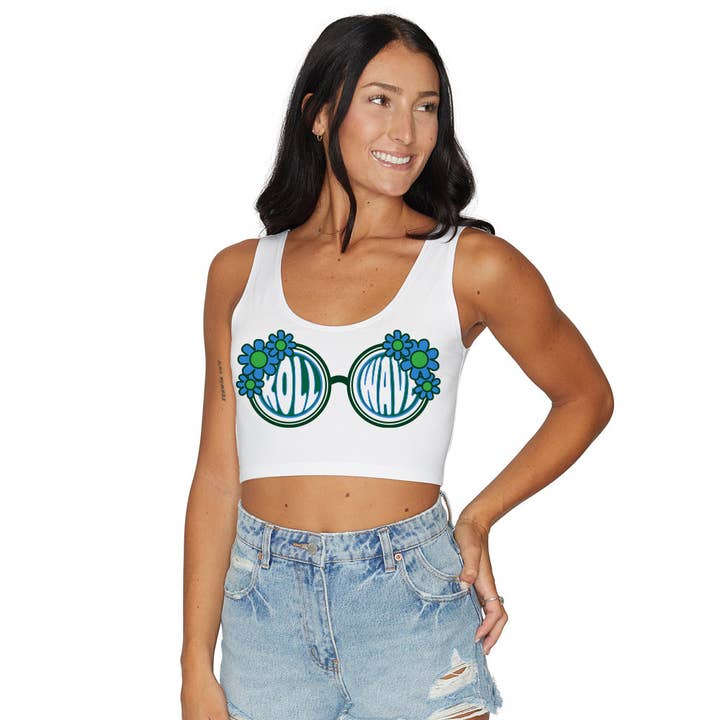 Tulane Roll Wave Solbriller Crop Top for engroshandel hos Lojo Collegiate Apparel