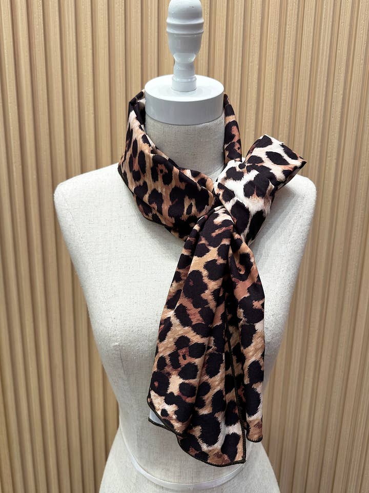 SC-L-Tina- Abstract Cow Print Long Square Scarf for wholesale by Nylon Apparel