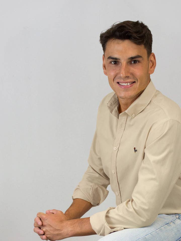 Camisa oxford lavado beige para venta al por mayor de Patadegayo