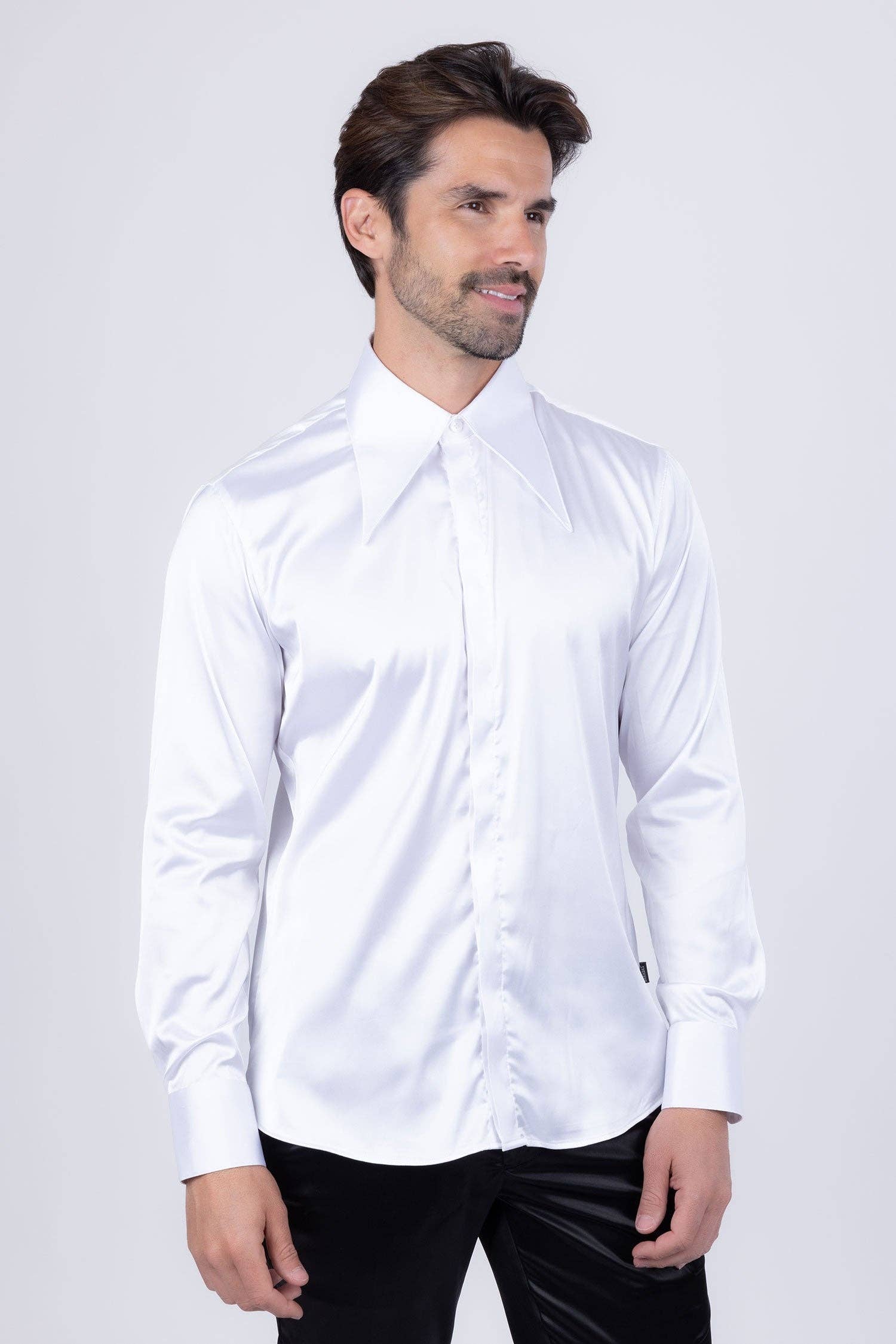 BARABAS - Wholesale Button Down Shirt - Men's - Men's Spear Point Shiny Long Sleeve Shirt 4B10220