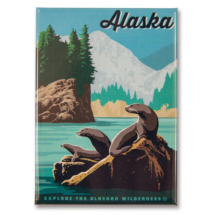 AK Sea Lions Metal Magnet for wholesale by Tourist Courts