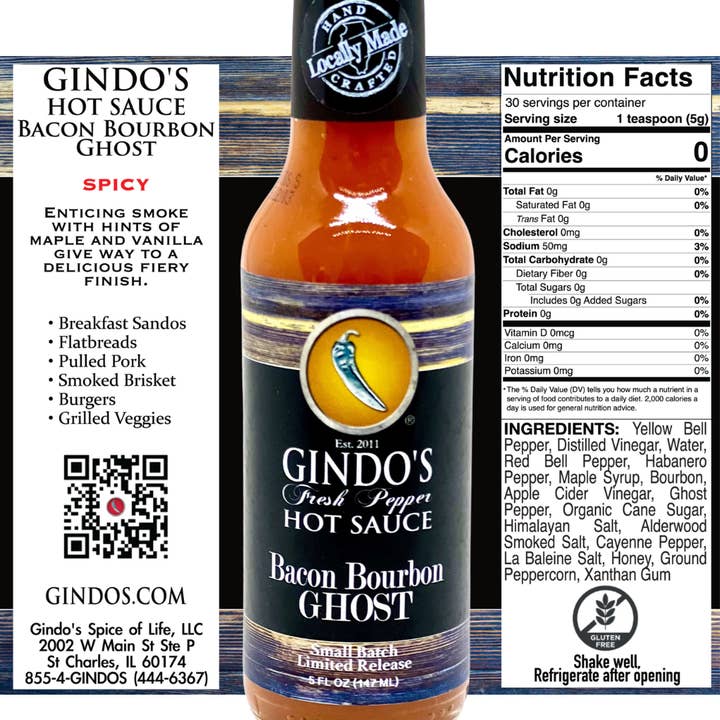 Gindo's Spice of Life - Wholesale Hot Sauce - Bacon Bourbon Ghost Hot Sauce4