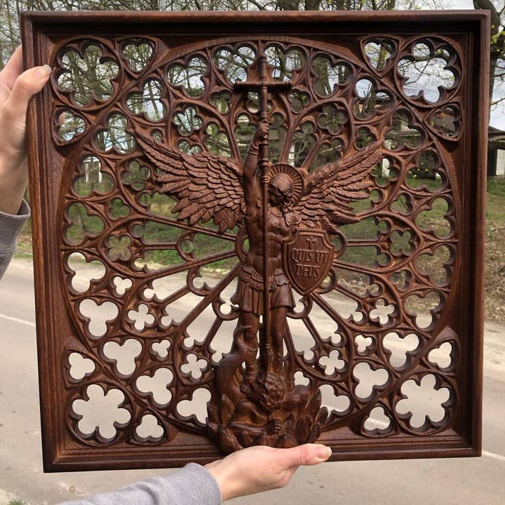 KozakWorkshop – Engroshandel 3D-vægkunst – Ærkeenglen Michael kristen håndlavet dekoration personlig gave3