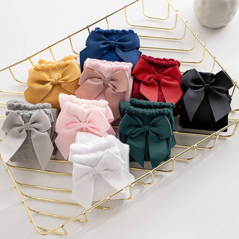 KiddieKickz - Wholesale Socks - Kids - Girls Solid Color Bow Accessories Socks12