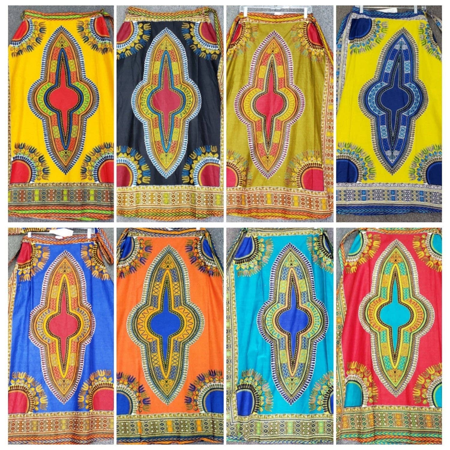 India Batik – Engroshandel Nederdel - Dame – #6006- Kvinder Lang Omslagsskørt- Dashiki Print6