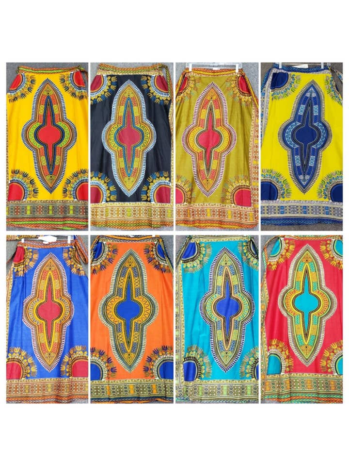 India Batik – Engroshandel Nederdel - Dame – #6006- Kvinder Lang Omslagsskørt- Dashiki Print6