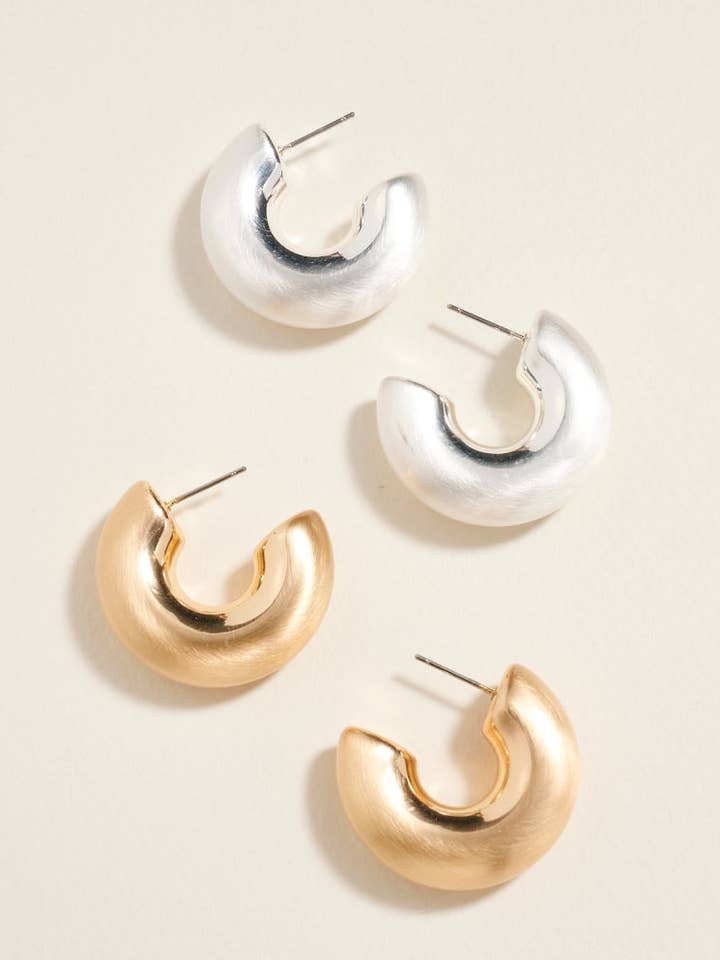 Pendientes de aro de metal pulido grueso básico de 1,25 pulgadas para venta al por mayor de Designature New York