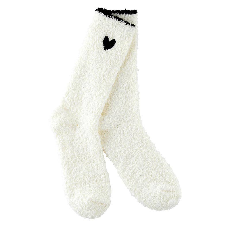 Bella Sleep + Spa - Wholesale Socks - Women's - Cozy Socks - Black Trim + Black Heart1