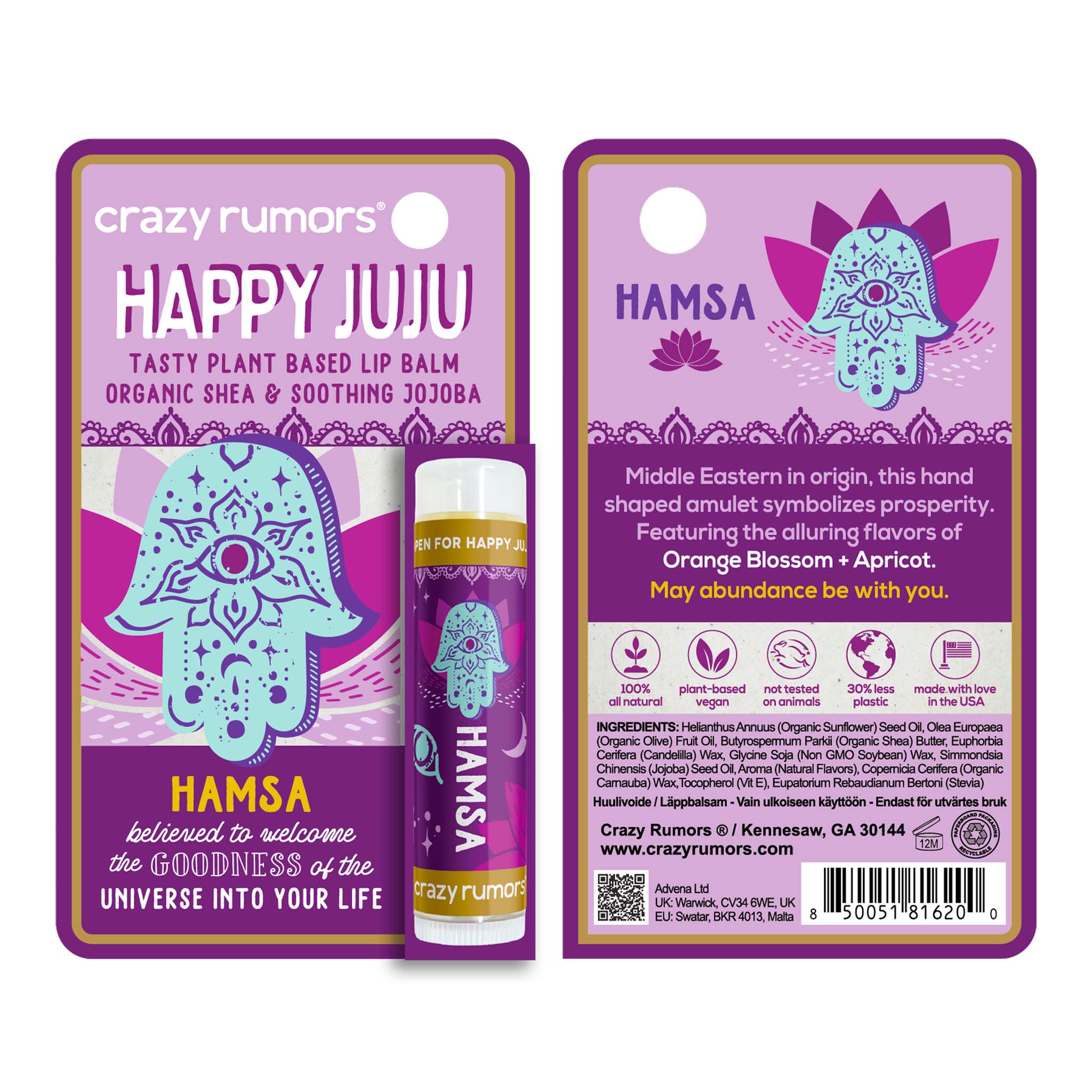 Crazy Rumors - Wholesale Lip Balm - All Natural, Vegan Happy Juju - Hamsa Lip Balm Gift Box3
