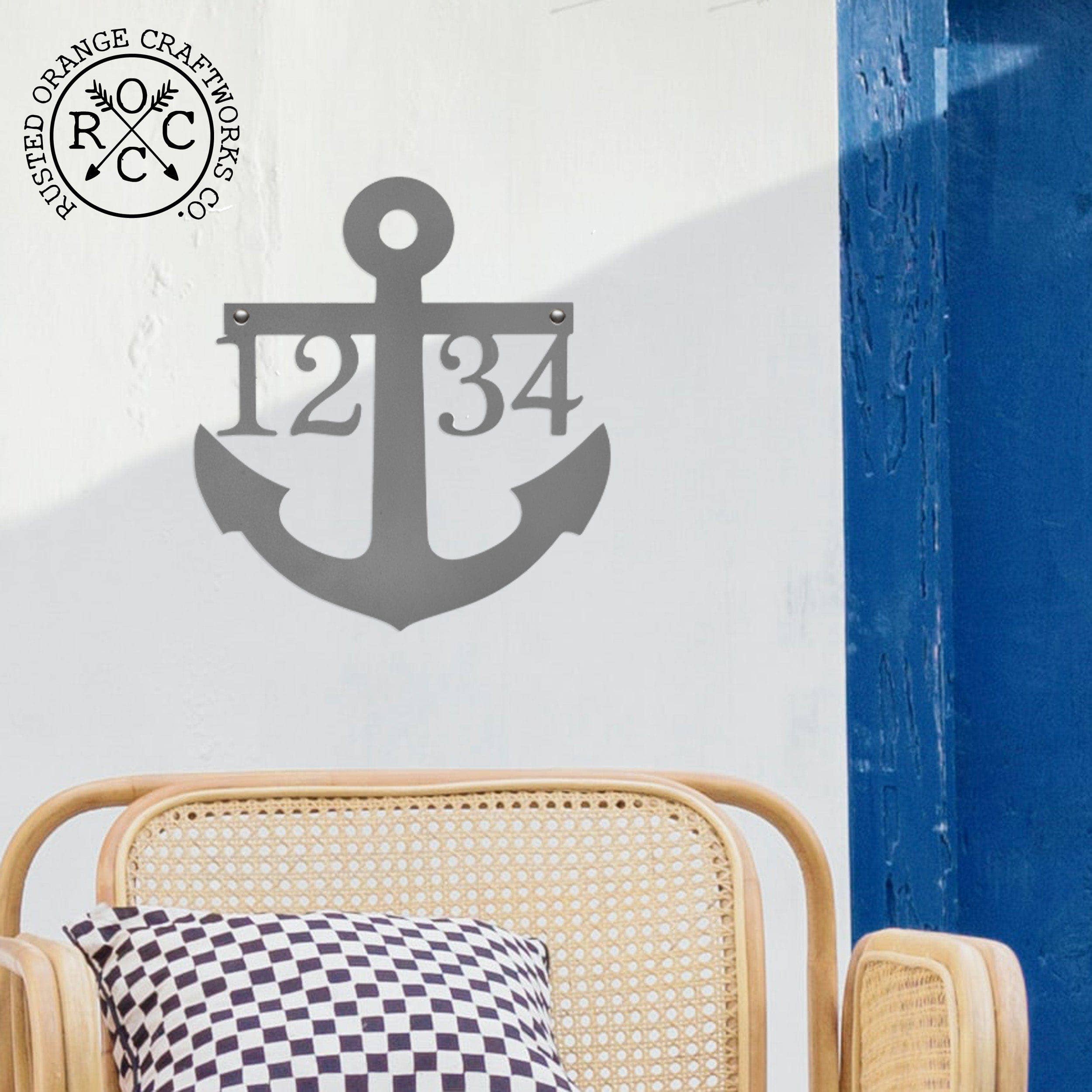 Rusted Orange Craftworks Co. - Wholesale Sign - Anchor Address Plaque - Coastal House Numbers Plaque Beach Nautical Decor4