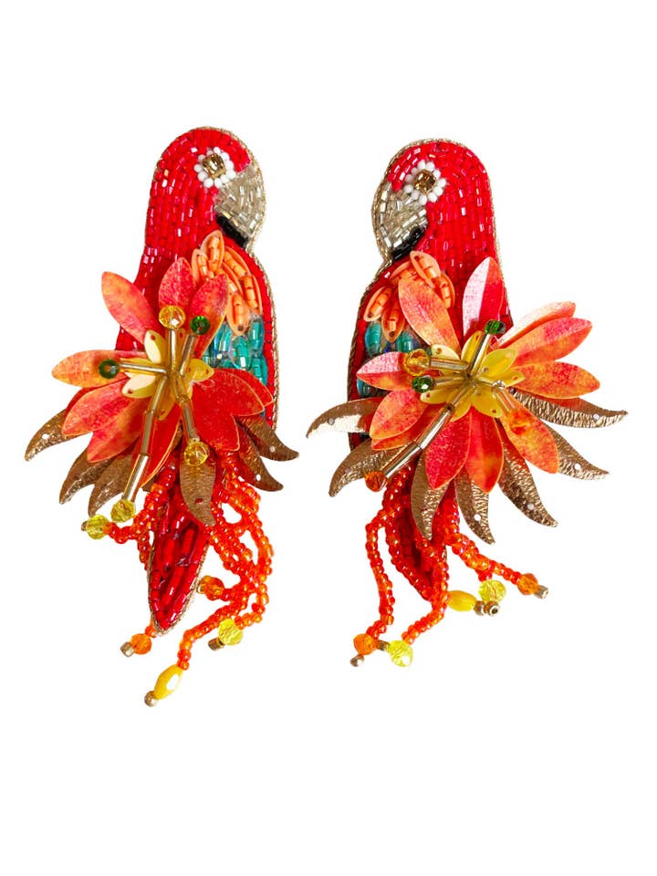 Fala øreringe med farverige papegøjer for engroshandel hos FRIDALO