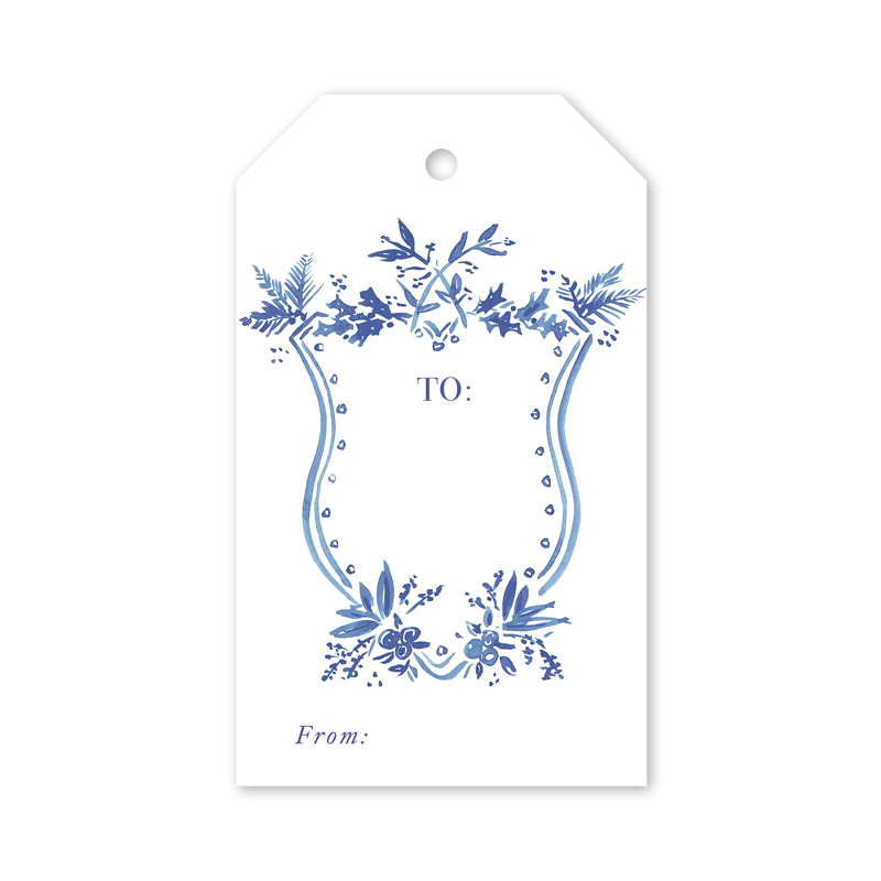 Dogwood Hill - Venta al por mayor Etiquetas de regalos - Etiquetas de regalo Blue Toile1