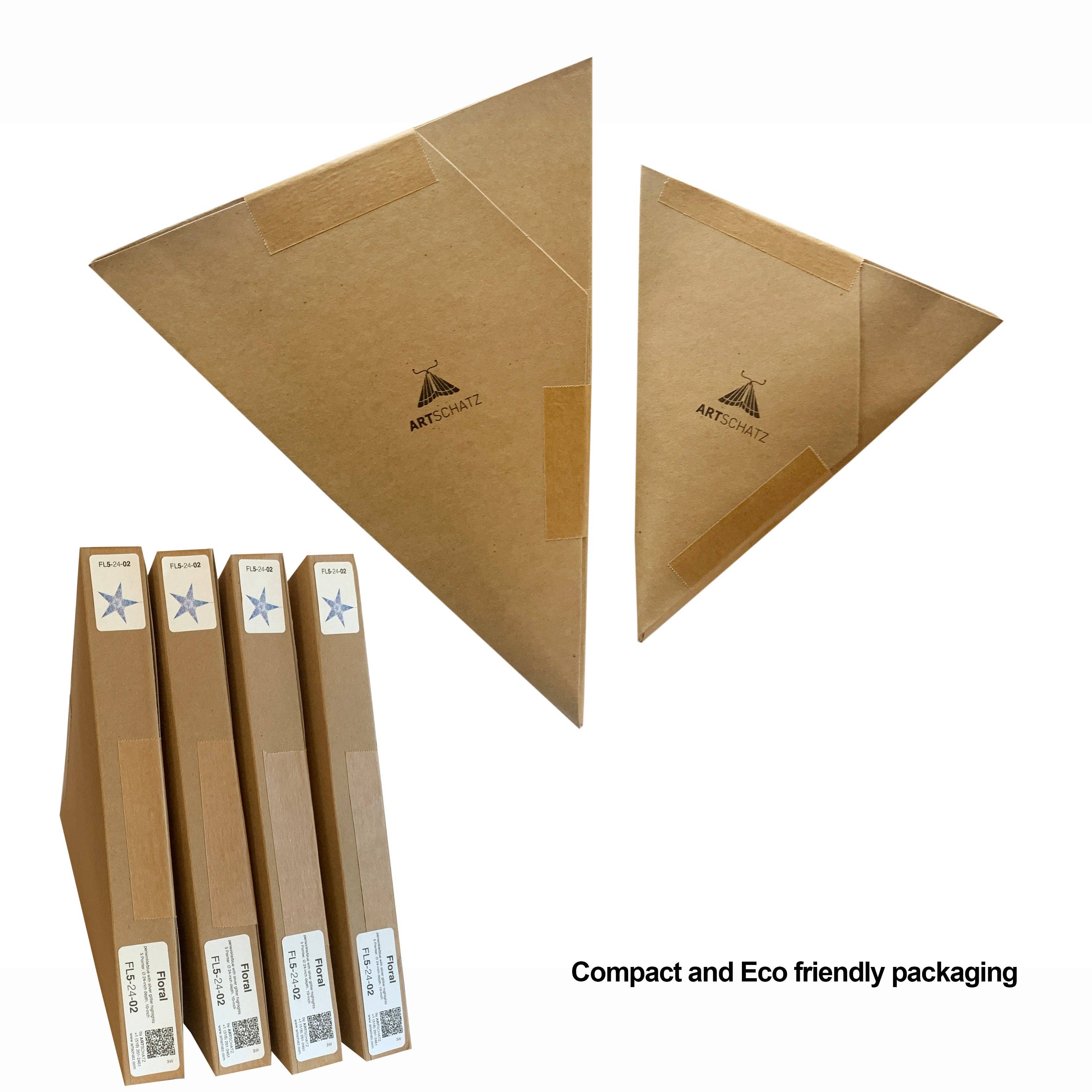 Artschatz LLC - Vente Lanterne/lampe en papier - Lanterne étoile en papier à paillettes Siklon 5 Pointer 24" turquoise3