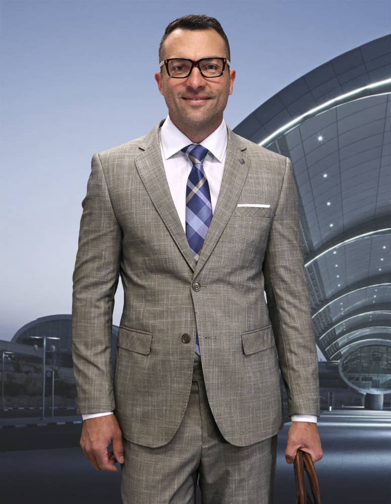 Statement Clothing - Wholesale Suit Set - Men's - Men's Italian Plaid Wool 2PC Suit Set PRT-1014