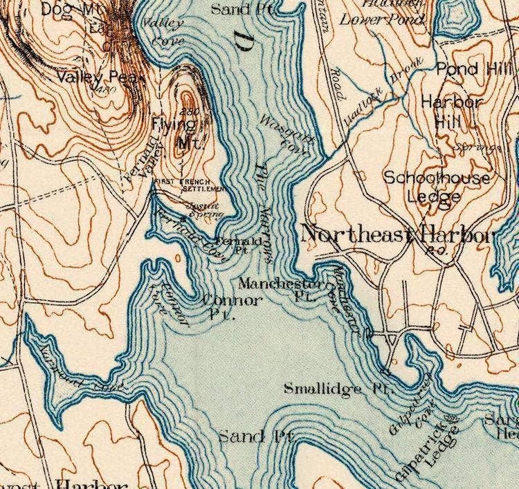 OldCityPrints - Old Maps and Posters - Vendita all'ingrosso Mappe - Vecchia mappa di Mount Desert Island, Maine 1896 | Stampa di mappa antica5