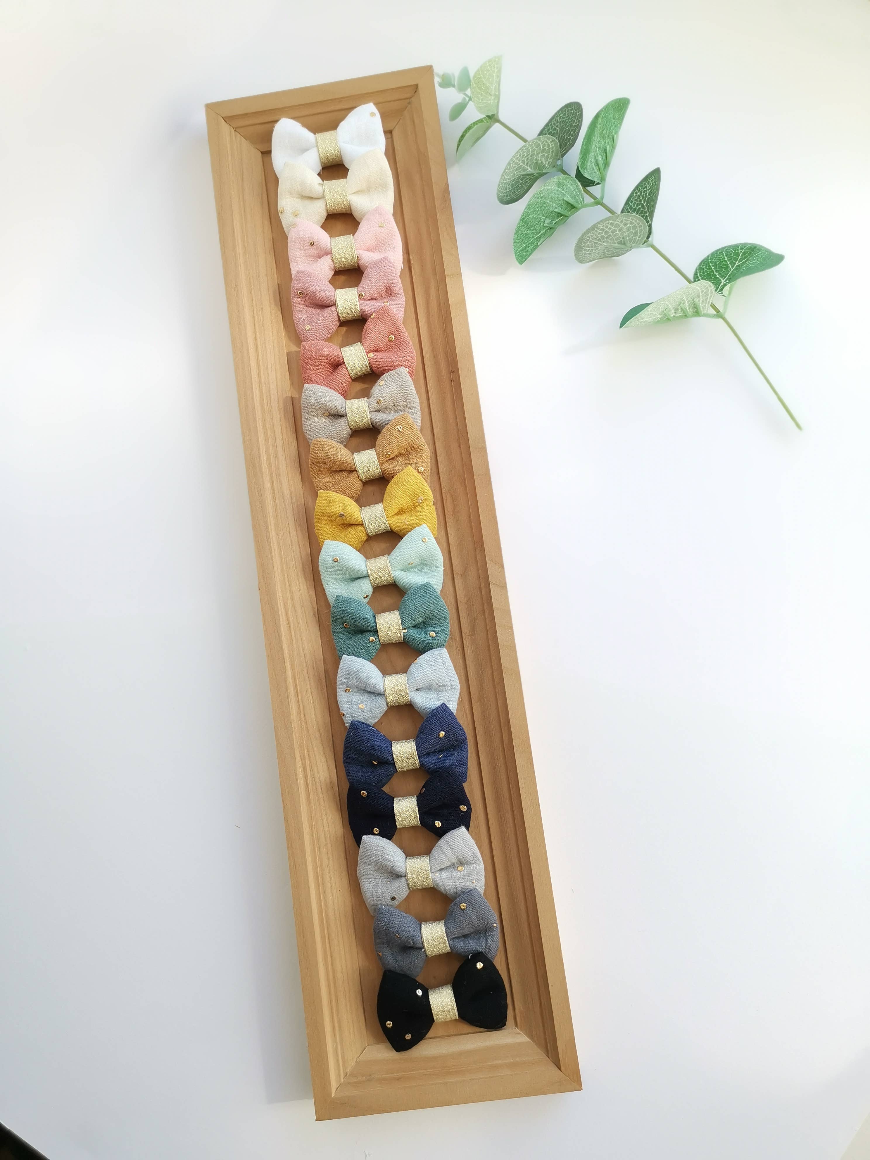 Tête de Lylotte - Wholesale Hair Clip - Kids - PACK of 16 GOLDEN HEART KNOTS double gauze gold polka dots1