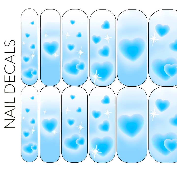 Airbrush Blue Hearts for wholesale by DIPPY COW NAILS