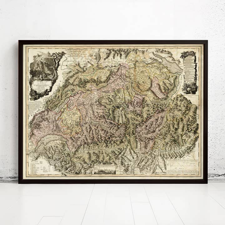 Vieille carte de la Suisse 1778 Carte vintage | Impression d'art mural de carte vintage pour la vente par OldCityPrints - Old Maps and Posters